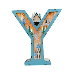 Anthropologie Home Holiday Wonderland Scene Monogram Light Up Letter Y